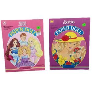 Golden Book Barbie Press-Out 1990 & Jewel Secrets Barbie Paper Dolls. {DD}